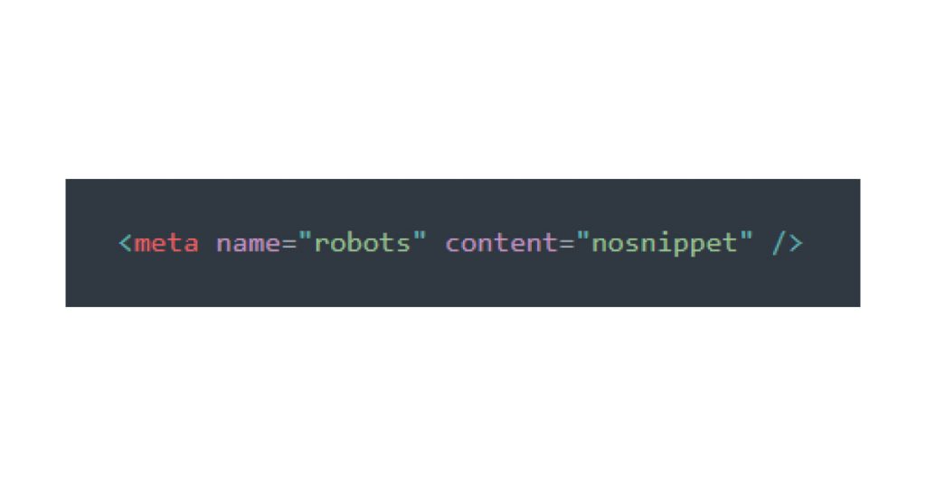 Robots Nosnippet Tag